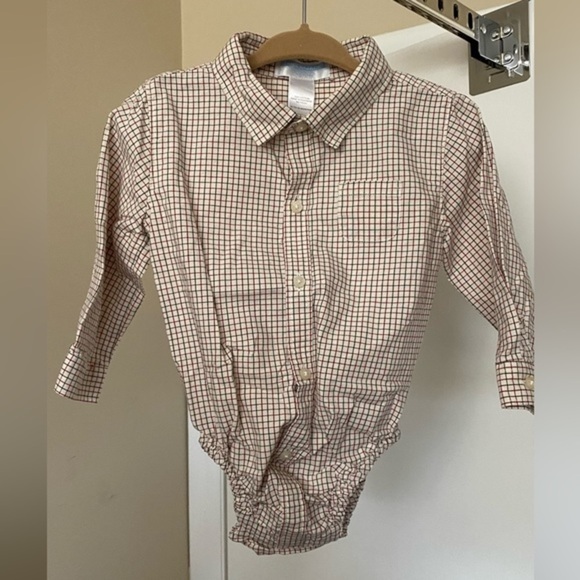 Janie and Jack Layette Button Down Plaid Onesie 12-18M - Picture 1 of 6